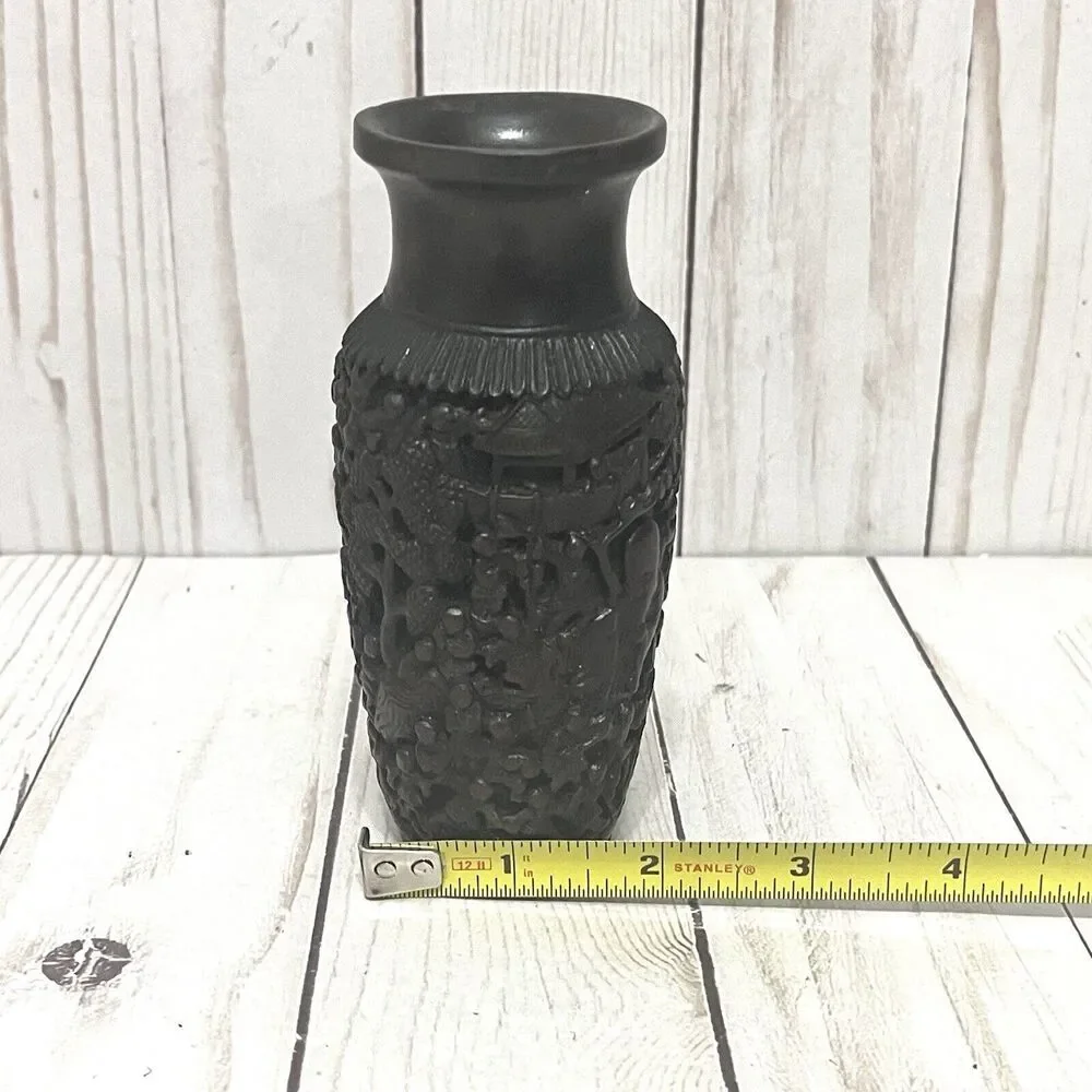 Chinese Vintage Carved Ornate War Scene Vase